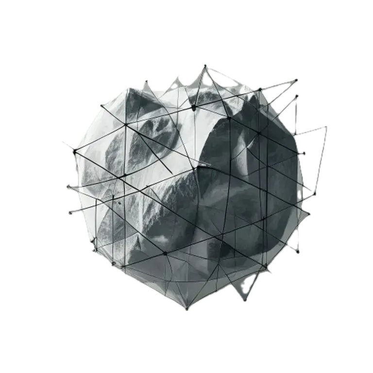 Abstract wireframe visualization representing the P-10 Bio-Complex molecular bonding structure.